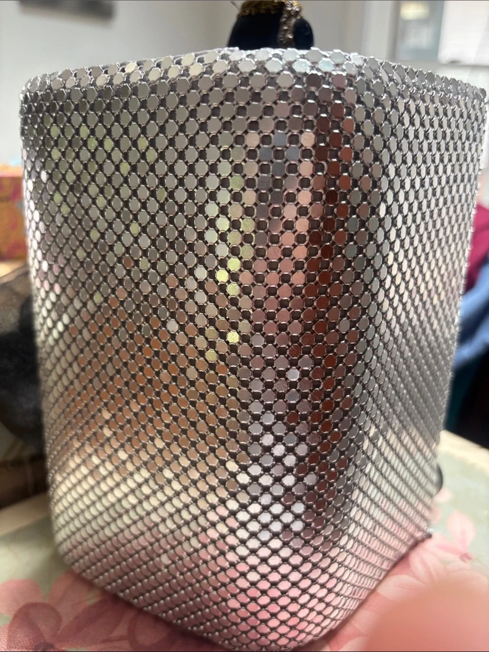 Jessica McClintock Purse Silver Metal Mesh clutch